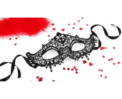 Карнавальная ажурная маска Памелла от Erowoman-Eroman (One size) (Черный) 