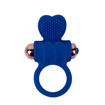 Кольцо эрекционное с вибрацией и клиторальным стимулятором и съемной вибропулей, 3 см SWEET TOYS (Синий) 