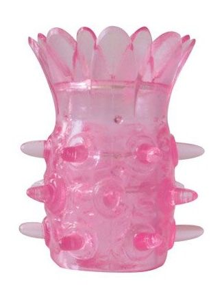 Розовая насадка на пенис с шипиками Лепестки, 6 см Erowoman-Eroman (Розовый) 