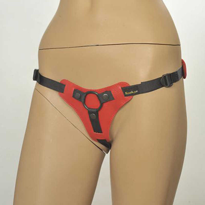 Кожаные трусики для страпона Strap-on Harness Anatomic Thong O-ring - Kanikule (красный) 