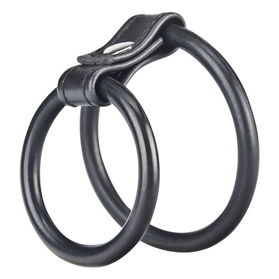 Двойное эрекционное кольцо на пенис и мошонку Lux Fetish (Черный) 
