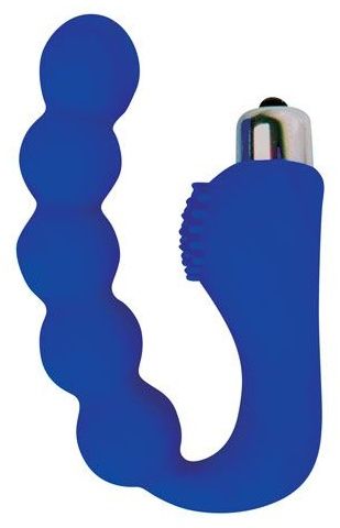 Изогнутый анальный стимулятор со съемной вибропулей, 11.5 см (синий) SWEET TOYS 
