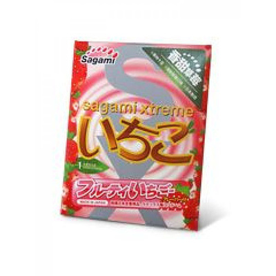 Презерватив с запахом клубники Sagami Xtreme Strawberry, 1 шт. 