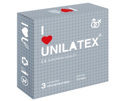 Презервативы Unilatex Dotted, 3 шт. (Прозрачный) 