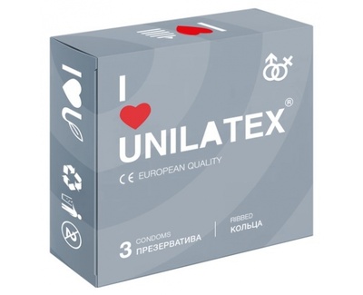 Латексные презервативы Unilatex Ribbed 3 шт в уп (Прозрачный) 