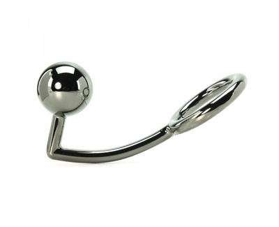 Эрекционное кольцо с металлическим анальным шаром - Tom of Finland, 5 см (серебристый) Tom of Finland (XR Brands) 