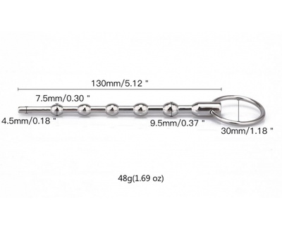 Стимулятор уретры с кольцом 11,5 см. NOTABU (Серебристый) 