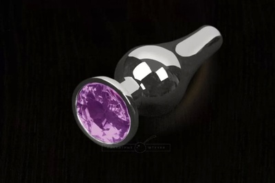Маленькая серебристая анальная пробка с кристаллом - Пикантные Штучки, 8.5 см (фиолетовый) ПИКАНТНЫЕ ШТУЧКИ ПРОБКИ 