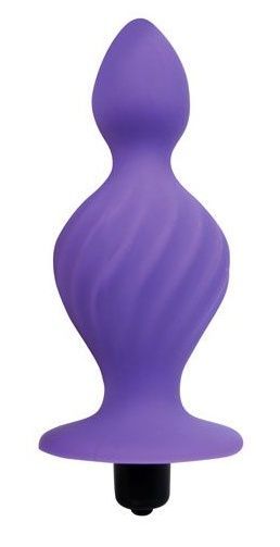 Двухуровневая анальная втулка с рельефной поверхностью и вибрацией, 10 см (фиолетовый) SWEET TOYS 