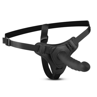 Easytoys Silicone bended strap-on - рельефный страпон, 14.5х2.9 см (чёрный) (Черный) 