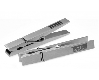 Зажимы на соски в виде бельевых прищепок Bros Pin Clamps от Tom of Finland Tom of Finland (XR Brands) (Металлик) 