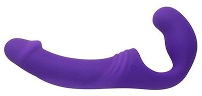 Double Rider - безремневой страпон с вибрацией, 21.5х3.9 см (фиолетовый) Aphrodisia 