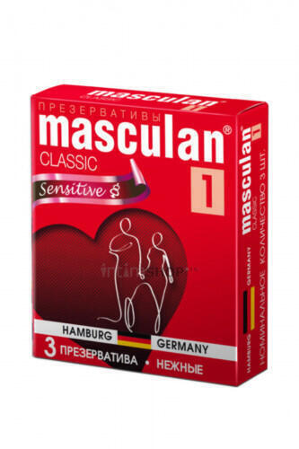 Презервативы Masculan Classic Sensitive классической формы №1, 3 шт Masculan Play (Нежно-розовый) 