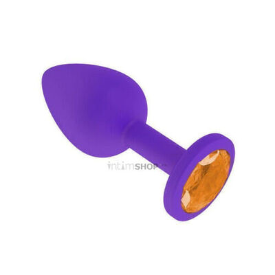 Анальная силиконовая втулка фиолетовая с оранжевым кристаллом маленькая МиФ 