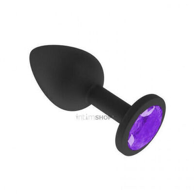 Анальная втулка Джага-Джага силиконовая, черная с фиолетовым кристаллом Джага Джага (Черный) 
