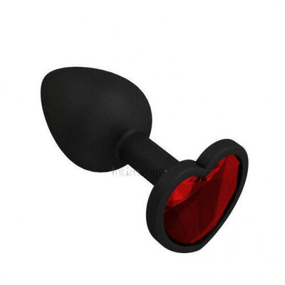 Анальная втулка Джага-Джага силиконовая, черная с красным кристаллом сердце Джага Джага (Черный) 