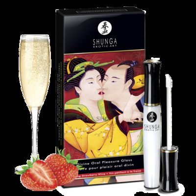 Блеск для губ 3 в 1 Shunga Oral Pleasure Gloss Клубника с шампанским, 10 мл (Бесцветный) 