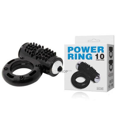 Эрекционное кольцо с вибрацией POWER RING 10 Baile (Черный) 
