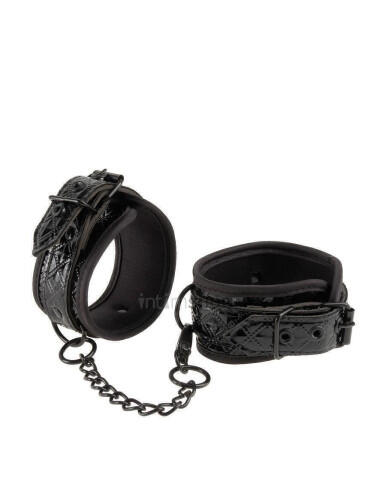 Лаковые наручники с цепочкой Pipedream Couture Cuffs, черный 