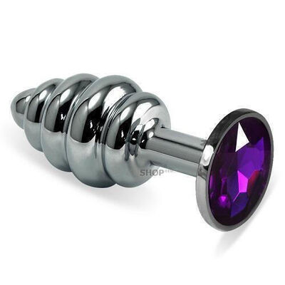 Анальная втулка Silver Spiral с фиолетовым кристаллом МиФ 