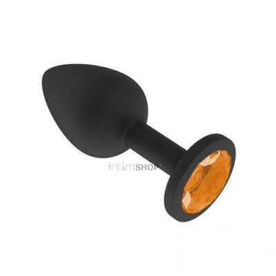 Анальная втулка Джага-Джага силиконовая, черная с оранжевым кристаллом Джага Джага (Черный) 