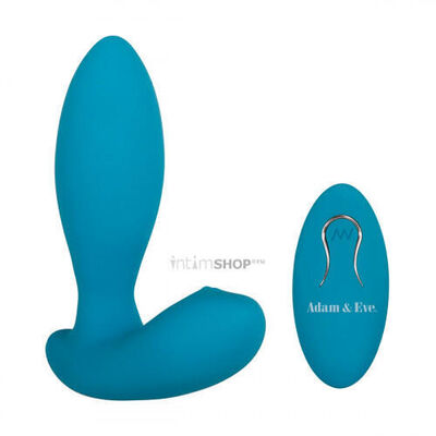 Пульсатор Adam & Eve Eve's G-Spot Thumper с клиторальной стимуляцией и пультом ДУ, голубой Evolved 