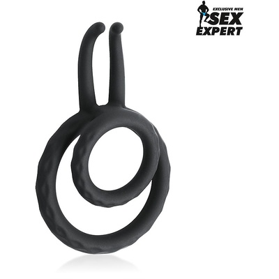 Sex Expert - Двойное эрекционное кольцо с усиками, 4.5 см (чёрный) (Черный) 