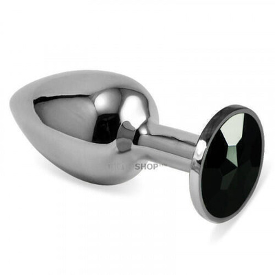 Анальная пробка LoveToys Butt Plug S с черным кристаллом, серебряная LoveToy (Китай) 