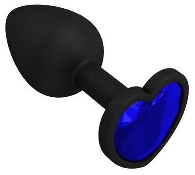 Черная силиконовая пробка с синим кристаллом - 7,3 см. Джага Джага (синий) 
