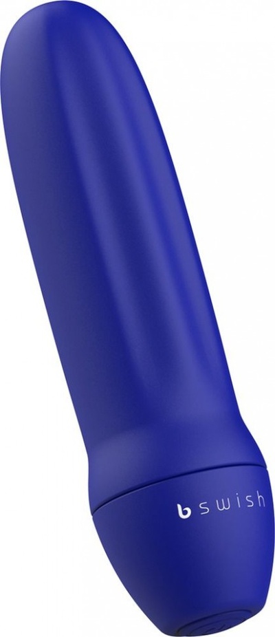 Синяя рельефная вибропуля Bmine Basic Reflex - 7,6 см. B Swish (синий) 