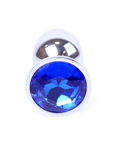 Jewellery Silver Plug Dark Blue - Анальная пробка с кристаллом, 7 см (серебристый) Boss (Синий) 