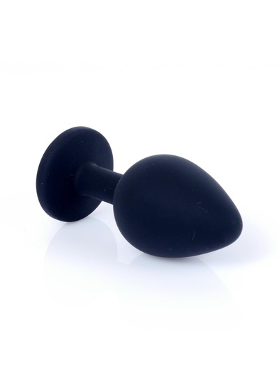 Silikon Plug Jewellery Black Medium - Анальная пробка с кристаллом, 8 см (черный) Boss 