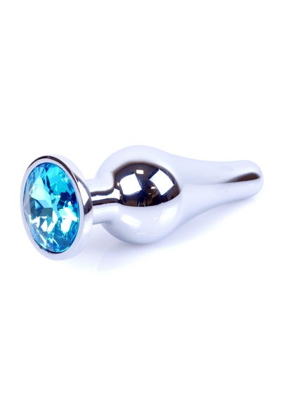 Jewellery Silver BUTT PLUG Light Blue - Анальная пробка с кристаллом, 9,3 см (серебристый) Boss (Голубой) 