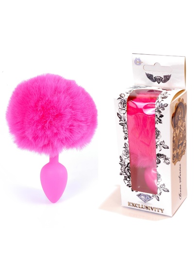 Silikon Bunny Tail Pink - Анальная пробка с хвостом, 6,5 см (розовый) Boss 