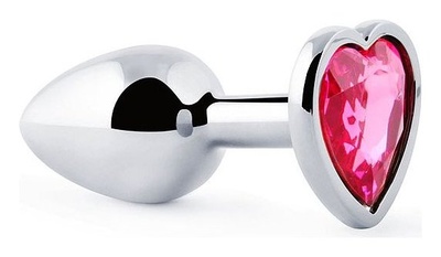Anal Jewelry Plug - Серебристая анальная пробка с кристаллом, 7х2.8 см (розовый) 