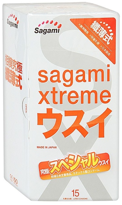 Ультратонкие презервативы Sagami Xtreme Superthin - 15 шт. (прозрачный) 