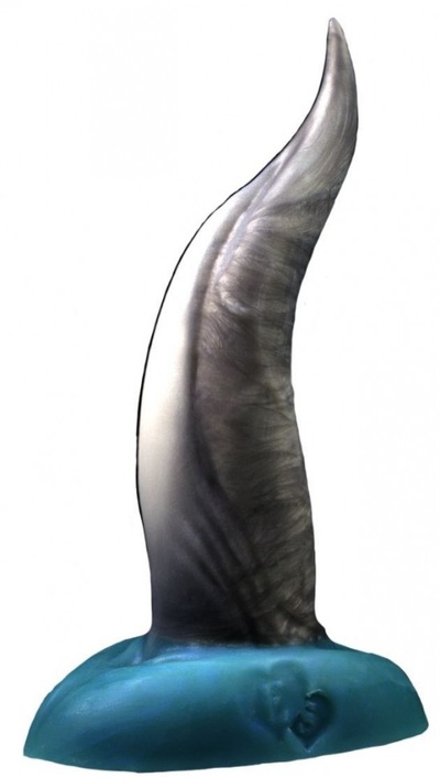 Черно-голубой фаллоимитатор "Дельфин small" - 25 см. Erasexa (черный с голубым) 