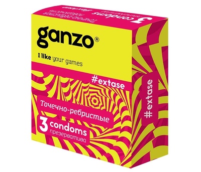 Презервативы точечно-ребристые Ganzo Extase, 3 шт 