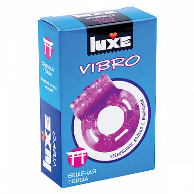 LUXE VIBRO Эрекционное виброкольцо Бешеная Гейша (презерватив в комплекте) 