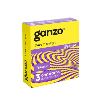Презервативы тонкие Ganzo Sense, 3 шт (Прозрачный) 