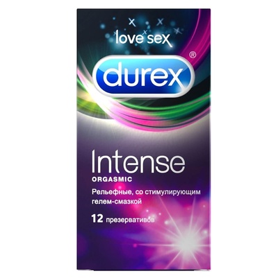 Презервативы Durex Intense Orgasmic №12 с рельефом и смазкой, 12 шт (Прозрачный) 