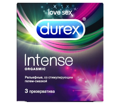 Презервативы Durex Intense Orgasmic №3 с рельефом и смазкой, 3 шт (Прозрачный) 