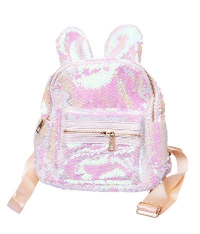 Рюкзак в пайетках с ушками, белый Pink Rabbit toys 