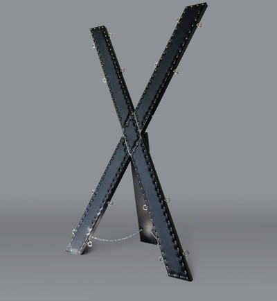 Крест из дуба и черной кожи, 210 см Прочие (Черный) 