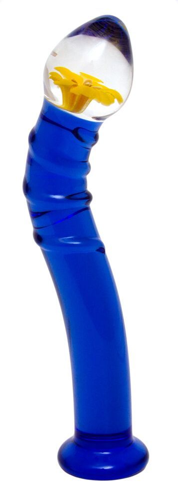 Стимулятор стеклянный изогнутый Arno 154, синий 