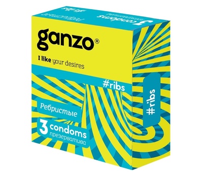 Презервативы с ребристой структурой Ganzo Ribs, 3 шт (Прозрачный) 