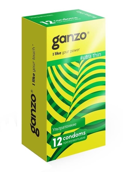 Презервативы ультратонкие Ganzo Ultra Thin, 12 шт (Прозрачный) 