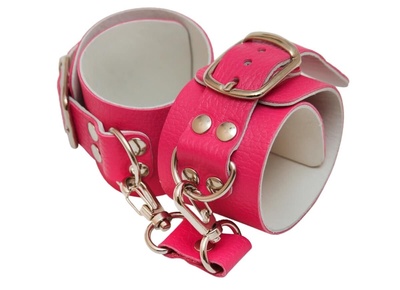 Наручники декоративные кожаные Lovegun 5 см, розовые (Розовый) 