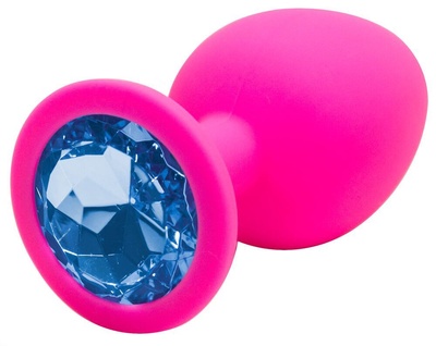 Анальная пробка с камнем Juicy Toyz размер L, розовая (Розовый) 