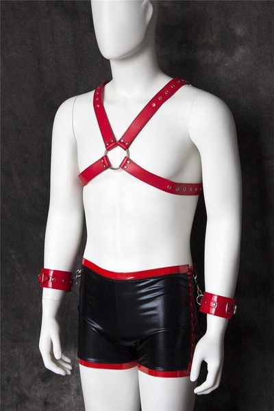 Бондажный комплект Lapin Rose Sexy lingerie, черно-красный 